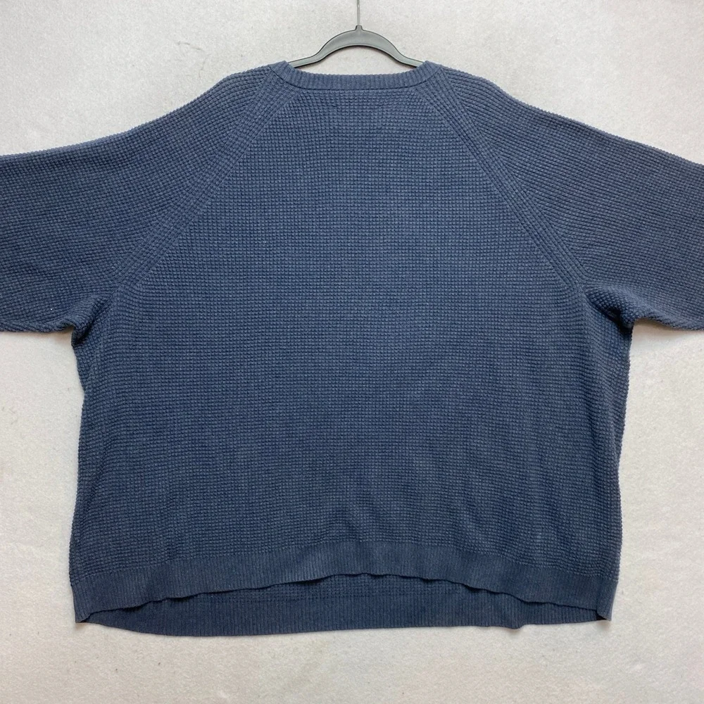REI Co-op Sweater Mens 3XL Blue Waffle Knit Cotton Raglan Crewneck Pullover